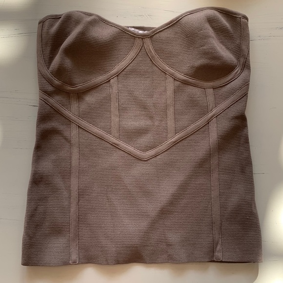 Zara Tops - Zara Strapless Structured Bustier Top in Mauve Taupe